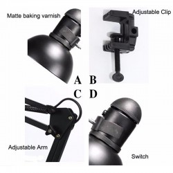 Біла настільна лампа з довгою рукояттю на затиску до столу ___KRY385/644 (108)